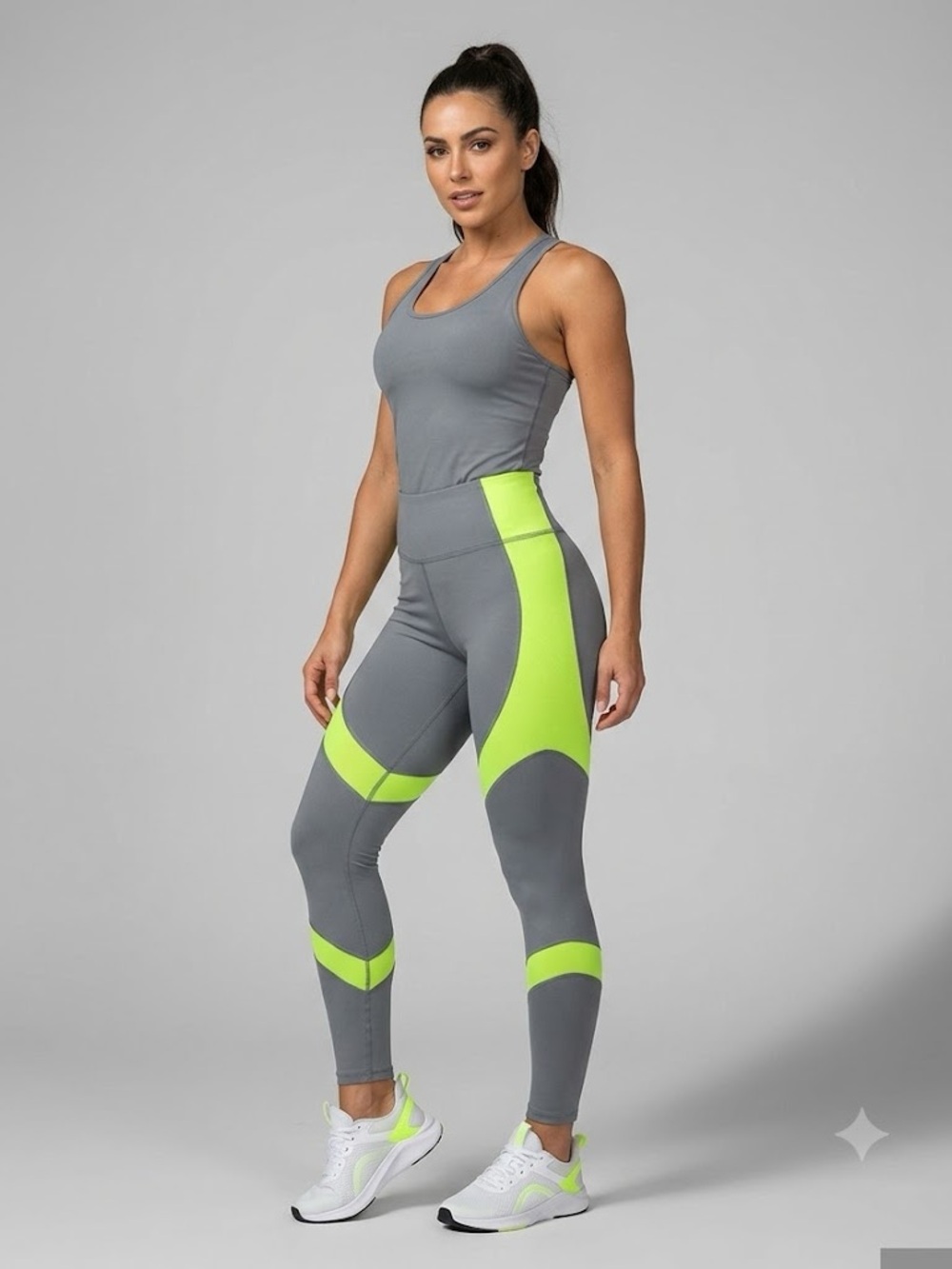 ⚡️ NIP Gray Neon Yellow Tomb Raider Leggings Size S